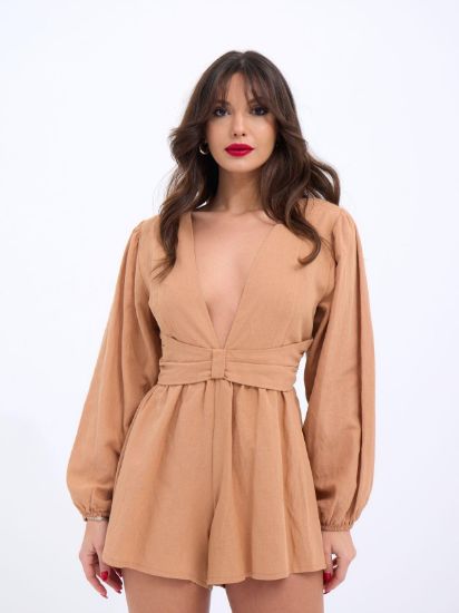 6528 TULUM ELBİSE-CAMEL resmi